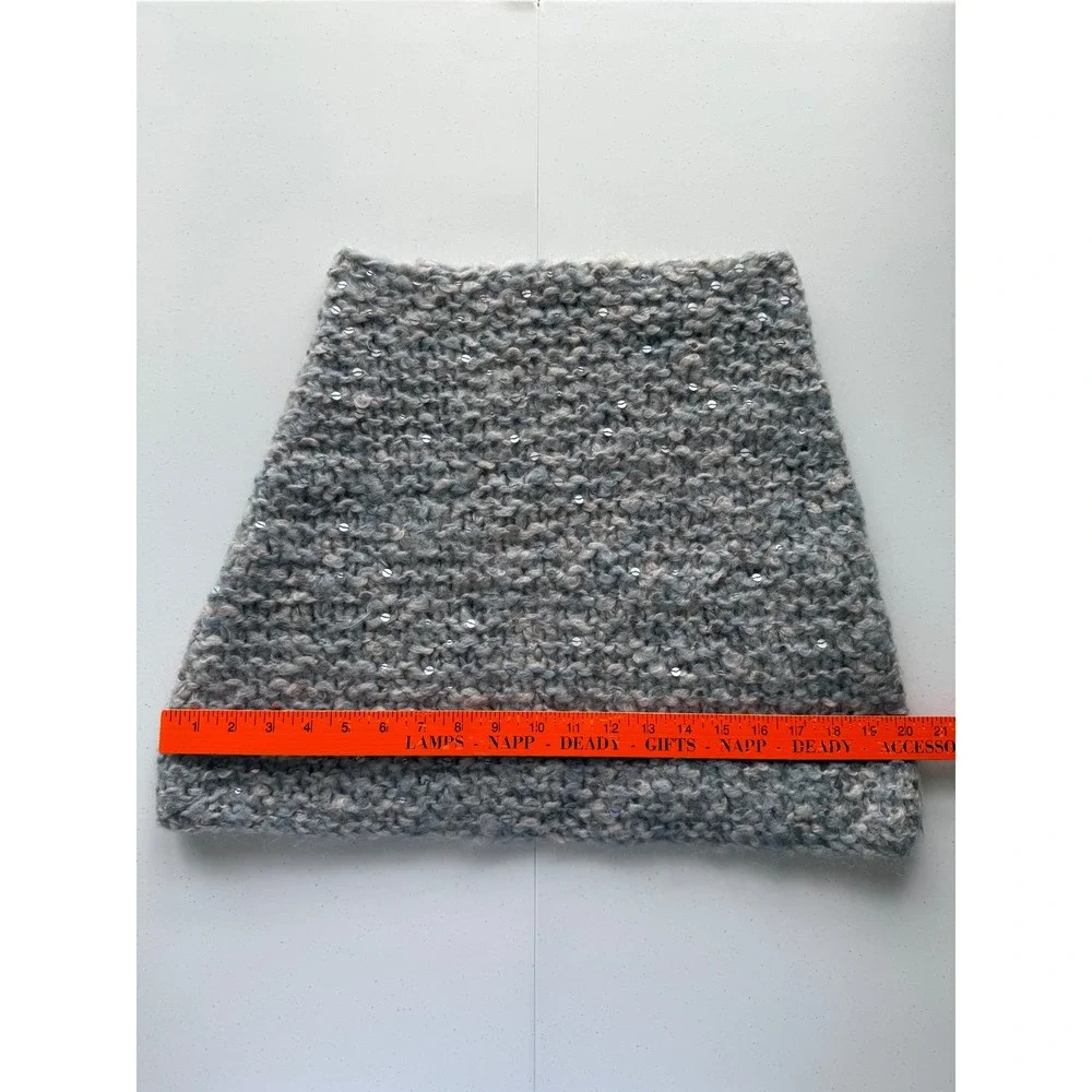 Eileen Fisher Thick Cowl Infinity Scarf Neck Warmer Gray Sequins Italian Yarn